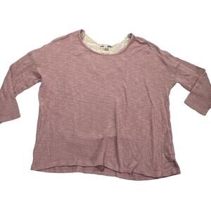 American Eagle Outfitters AEO Dusky Pink Sweater Crochet Lace Back Panel L/G